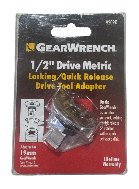 GearWrench 1/2" Drive 19mm Locking Quick Release Drive Tool Adapter 9209D