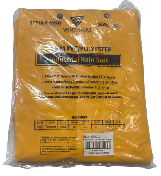West Chester .35mm PVC/Polyester Industrial Rain Suit Jacket Hood & Bib 3XL