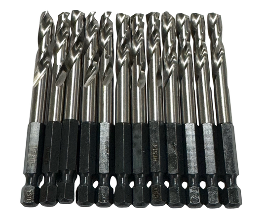 1/4" HSS Drill Bit 1/4" Hex Shank Drills 12 Pack USA Made