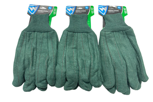 West Chester Heavy-Duty Polyester & Cotton Green XL Chore Gloves 3 Pack