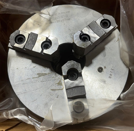 Bison 8" Universal Semi-Steel Scroll Chuck 3 Jaw D1-3 Mount 2pc Rev Jaws