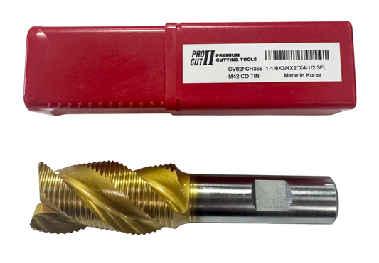 ProCut 1-1/8" Cobalt Roughing End Mill 3 Flute Tin Coated