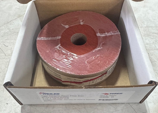 Weiler TIGER 4-1/2" x 7/8" Resin Fiber Sanding Discs 80 Grit Ceramic Alumina 25 Pack