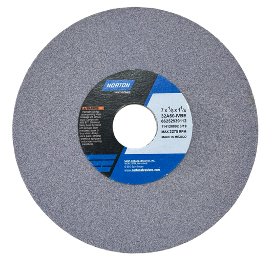 Norton 7" x 1/8" x 1-1/4" Toolroom Wheel T1 60 Grit Aluminum Oxide