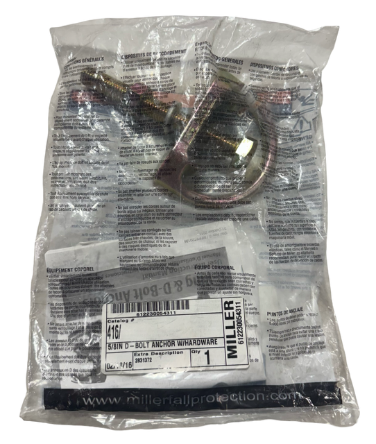 Miller 5/8" Fall Protecion D-Bolt Anchor with Hardware 416/