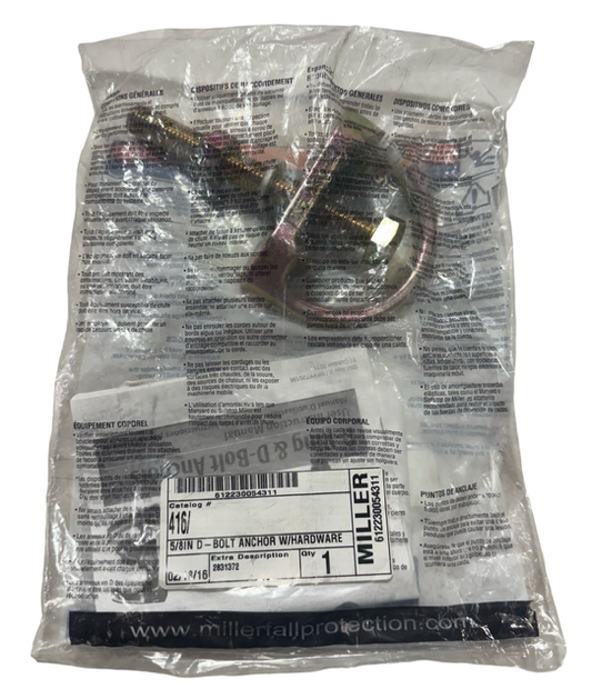 Miller 5/8" Fall Protecion D-Bolt Anchor with Hardware 416/