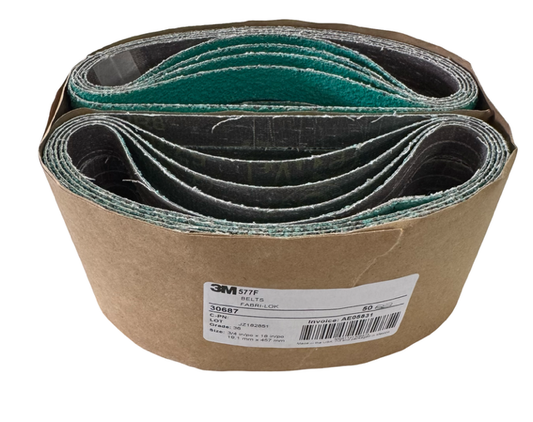 3M 3/4" x 18" Sanding Belts 577F 6 Grit Zirconia Alumina 50 Pack