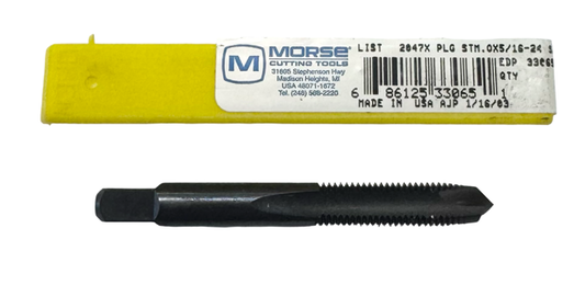 Morse 5/16-24 HSS Spiral Point Plug Tap 2 Flute GH2 Black Oxide USA Made