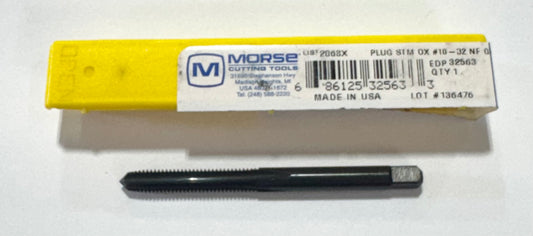 Morse 10-32 HSS Straight Flute Plug Tap, Steam Oxide, 4 Flute, GH3 USA