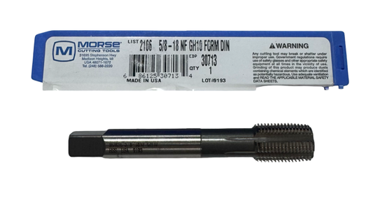 Morse 5/8"-18 Premium HSS Thread Forming Plug Tap 6 Flute GH10