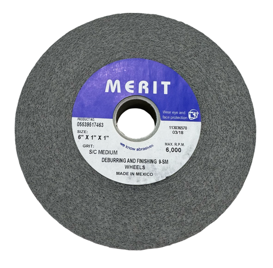Merit 6" x 1" x 1" Deburring & Finishing Convolute Wheel Silicon Carbide 9SM