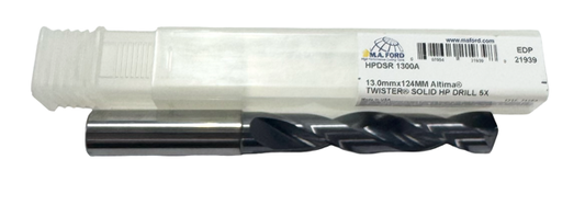 M.A. Ford 13mm Solid Carbide Drill 5xD Altima Coated 2FL High Performance