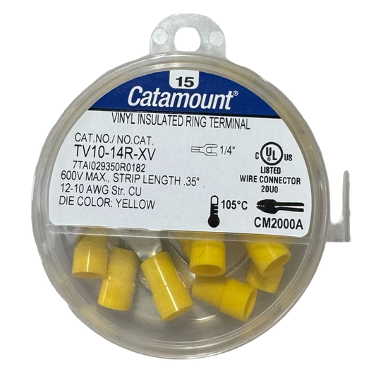 Thomas & Betts 1/4" Vinyl Insualted Ring Terminal 15 Pack