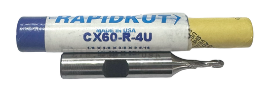 RapidKut 1/8" HSS Ball End Mill 2 Flute 3/8" Shank USA Made