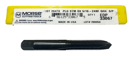 Morse 5/16"-24 HSS Spiral Point Plug Tap 3 Flute GH4 Steam Oxide USA