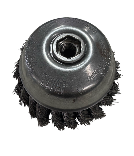 Osborn 4" Knotted Wire Cup Brush, 5/8-11 Arbor, .014" Bristle Wire USA Made