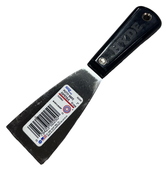 HYDE 2" Flexible Putty Knife Trowel Black & Silver USA Made