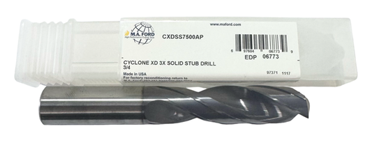 M.A. Ford 3/4" Solid Carbide Drill 3xD Double Margin Drill Altima Plus