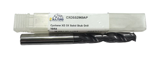 M.A. Ford 19/64" Solid Carbide Drill Stub Length Altima Plus Coated USA