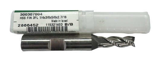 WIDIA 1/4" HSS End Mill 3 Flute 3/8" Shank Center Cutting 2866452