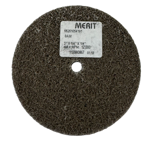 Merit 3" x 1/4" x 1/4" Deburring & Finishing Unified Wheel 8AM Medium