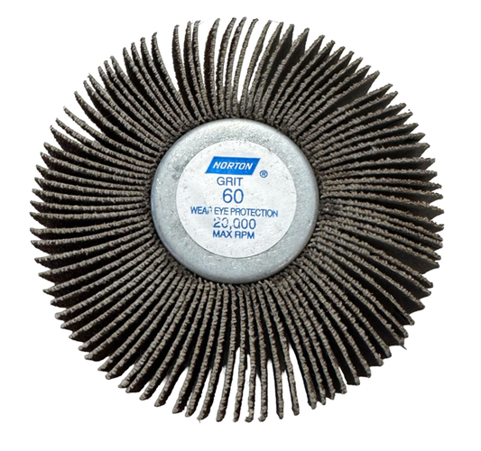 Norton 3" x 1/2" x 1/4-20 Flap Wheel 60 Grit Aluminum Oxide