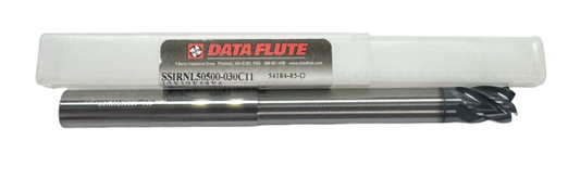 Data Flute 1/2" x 1/2" x 5/8" x 6" Carbide End Mill 5 Flute Necked C11 Coated