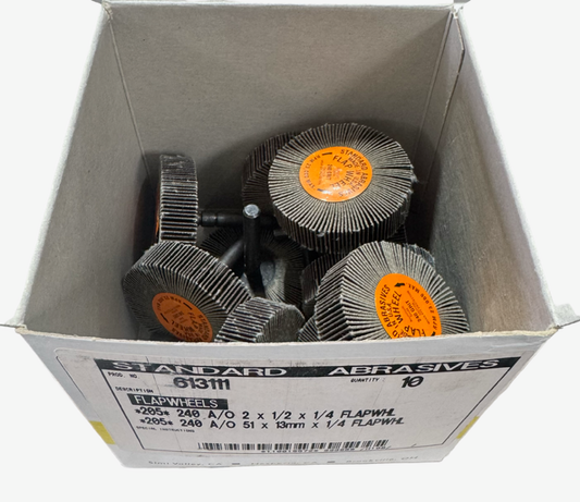 Standard Abrasives 2" x 1/2" x 1/4" Mounted Flap Wheels 240 Grit Aluminum Oxide 10 Pack
