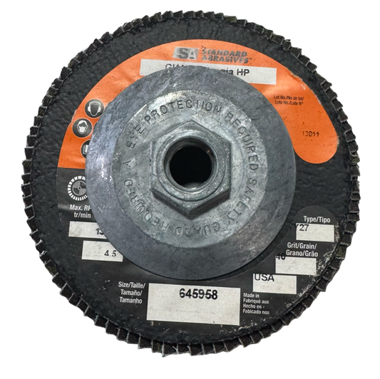 Standard Abrasives 4-1/2" x 5/8-11 Giant Flap Disc 40 Grit Zirconia 10 Pack