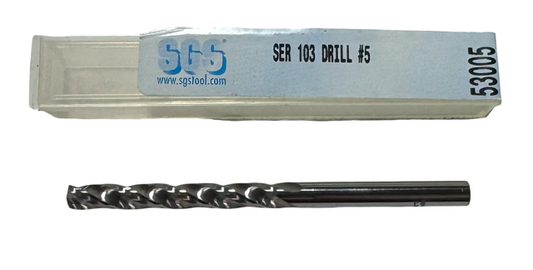OSG #5 Solid Carbide Drill 5xD 3 Flute 150 Deg USA Made