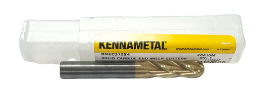 Kennametal 5/16" Carbide Ball End Mill 4 Flute Tin Coated USA Made