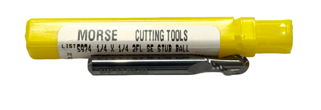 Morse 1/4" Carbide Ball End Mill 2 Flute Stub Length USA Made