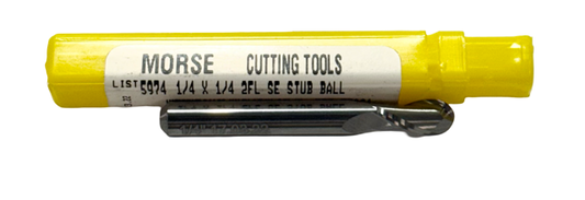 Morse 1/4" Carbide Ball End Mill 2 Flute Stub Length USA Made