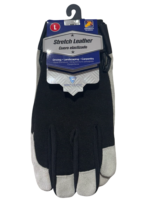 West Chester Stretch Leather Cowhide Palm Work Glove Size Large