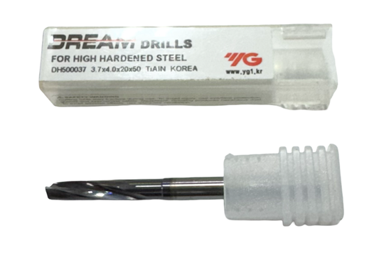 YG 3.7mm Solid Carbide Drill 5xD TiAlN Coated 2 Flute 140°
