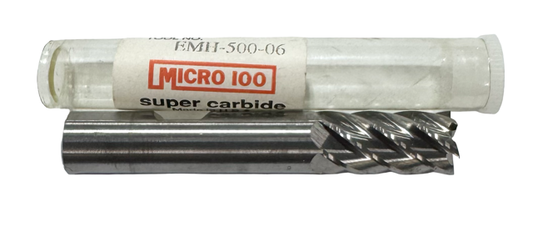 Micro 100 1/2" x 1/2" x 1" x 3" Carbide End Mill 6 Flute 38° Helix USA