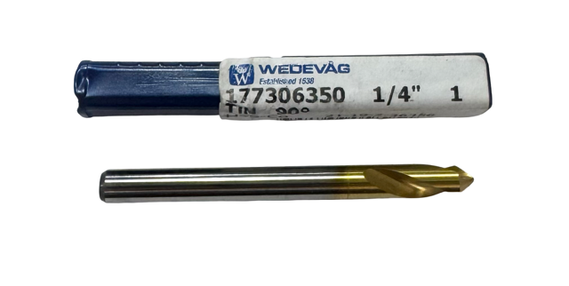 Wedevag 1/4" Cobalt Spotting Drill 90° Tin Coated