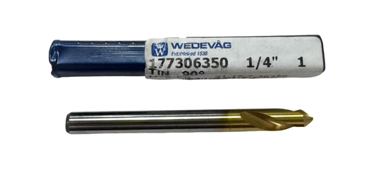 Wedevag 1/4" Cobalt Spotting Drill 90° Tin Coated