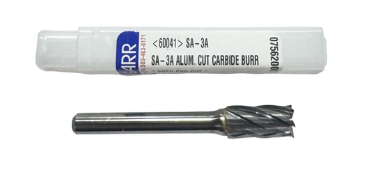 Garr 3/8" Carbide Burr SA-3A Clyindrical Shape, Aluminum with End Cut 1/4" Shank