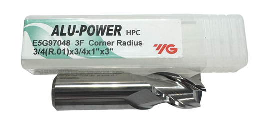 YG 3/4" Carbide End Mill 0.01 Radius 3 Flute ALU-POWER