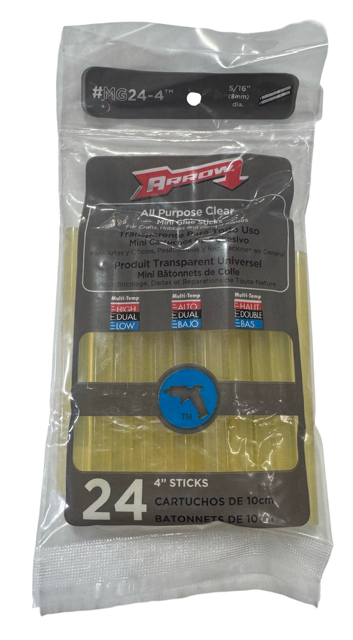 Arrow 5/16" All Purpose Clear Mini Glue Sticks 24 Pack MG24-4
