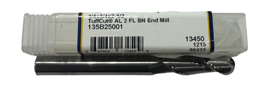M.A. Ford 1/4" Carbide Ball End Mill 2 Flute TuffCut AL