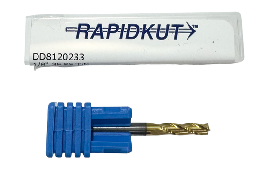 RapidKut 1/8" Carbide End Mill 3 Flute Tin Coated USA Made