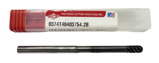 PCT 1/4" Carbide Ball End Mill 6 Flute Extended Neck AlTiN Coated