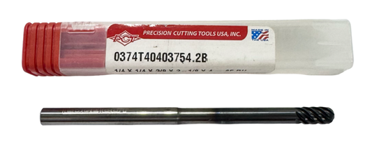PCT 1/4" Carbide Ball End Mill 6 Flute Extended Neck AlTiN Coated