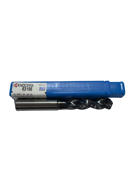 Kyocera 12.5mm Solid Carbide Drill 3xD TA Coating 145° USA Made