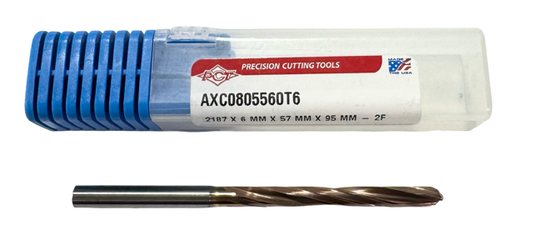 PCT .2187" Solid Carbide Drill 8xD ZrCN Coated Triple Margin Coolant Thru USA
