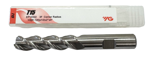 YG 1/2" HSS-T15 End Mill 3 Flute .120" Corner Radius EP10322