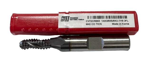 ProCut 1/4" Cobalt Ball Nose Roughing End Mill 3 Flute TiCN Coated
