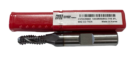 ProCut 1/4" Cobalt Ball Nose Roughing End Mill 3 Flute TiCN Coated
